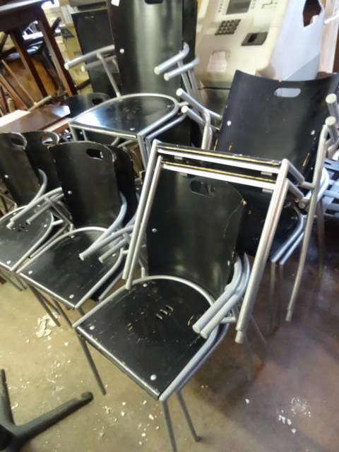 lot 260 image: 16 metal framed stack chairs with wood seat and back