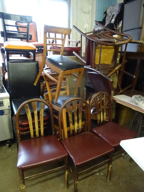 lot 262 image: Large Qty of wood and metal framed chairs.