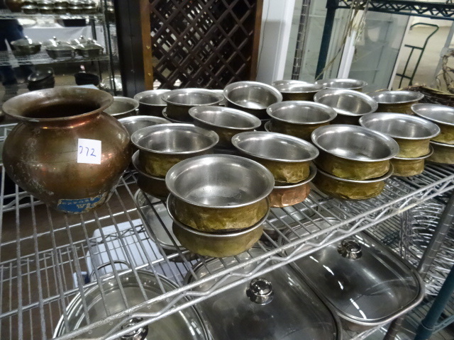 lot 272 image: Metal bowls with decorative copper on outside