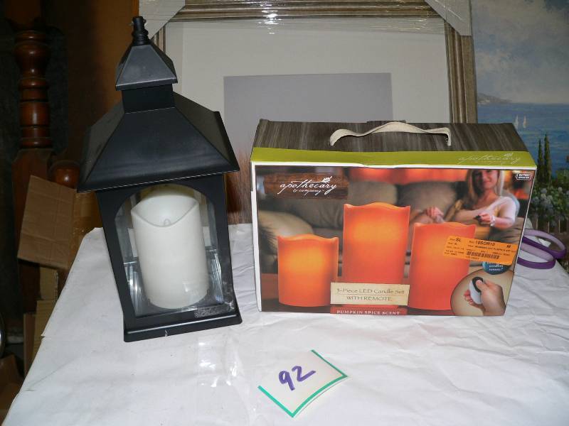 LED Candles one in a lantern, the o...