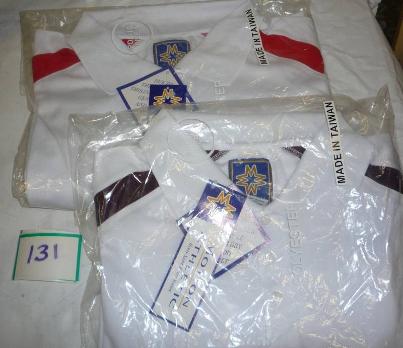 13 medium polo shirts white with re...