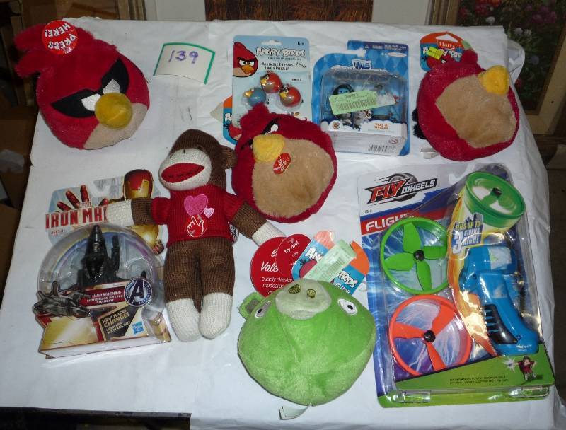 Lot of small toys, talking angry bi...