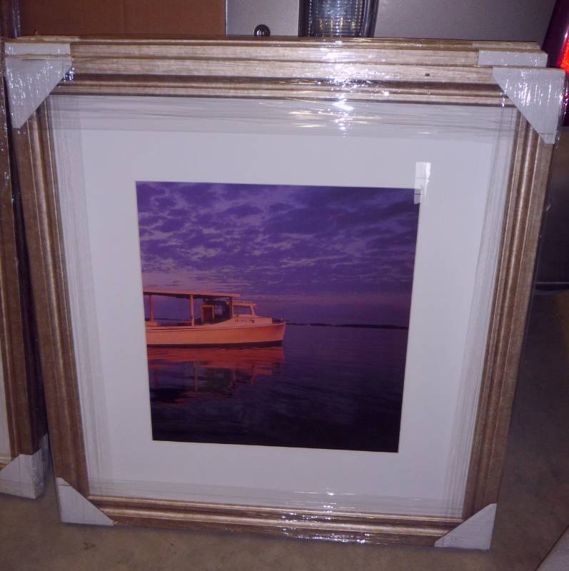 3 new boat pictures, framed, glass,...