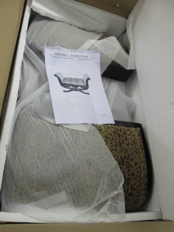 lot 15 image: Leopard Bench open box Retail $219....