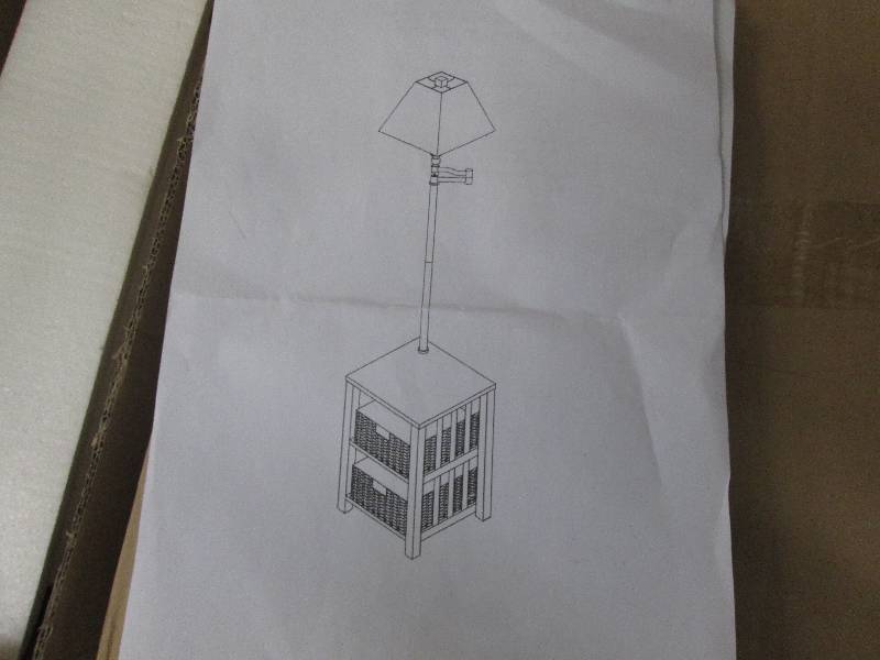 lot 62 image: Side Table Lamp with Basket Storage...