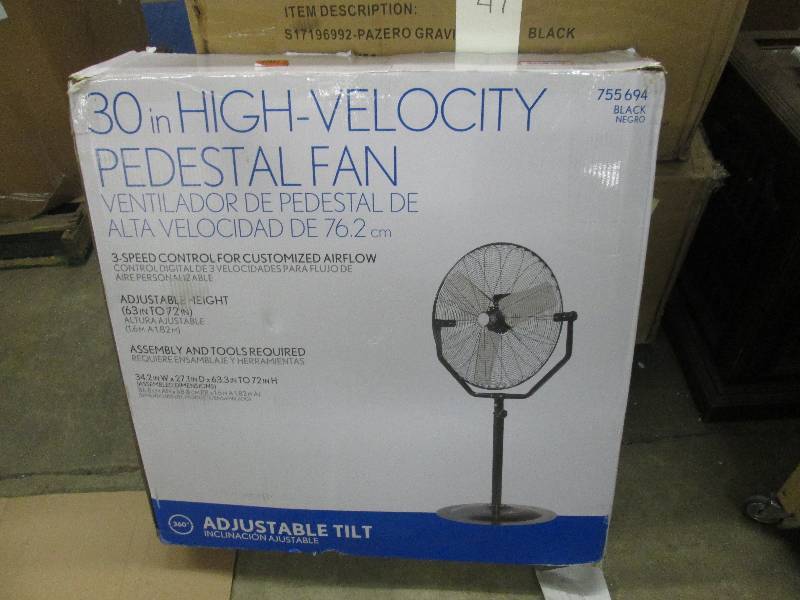 lot 78 image: 30 inch High Velocity Pedestal Fan ...