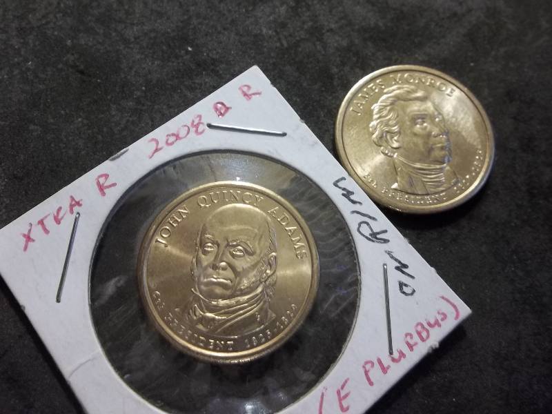 James Monroe, John Quincy Adams Golden Presidential Dollars Unc