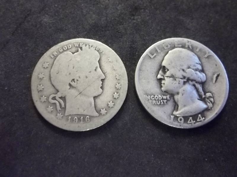1916 D, 1944 D Barber & Washington Quarters