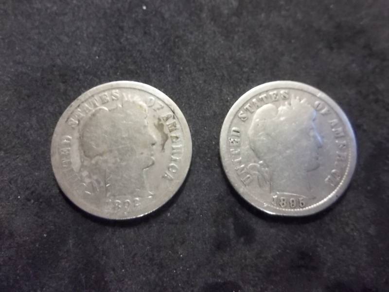 1892, 1895 Barber Dimes
