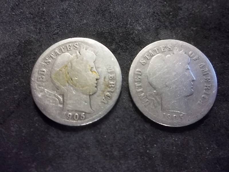 1905 O, 1905 S Barber Dimes