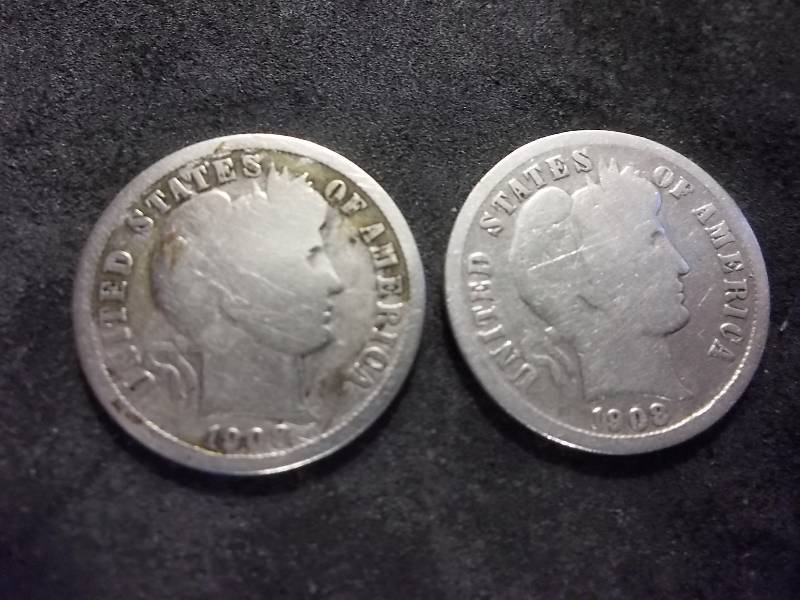1908 D, 1908 S Barber Dimes