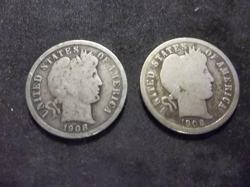 1908 , 1908 O Barber Dimes