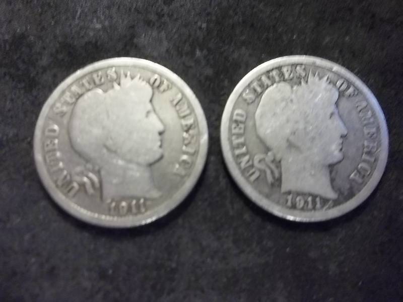 1911 D, 1911 S Barber Dimes