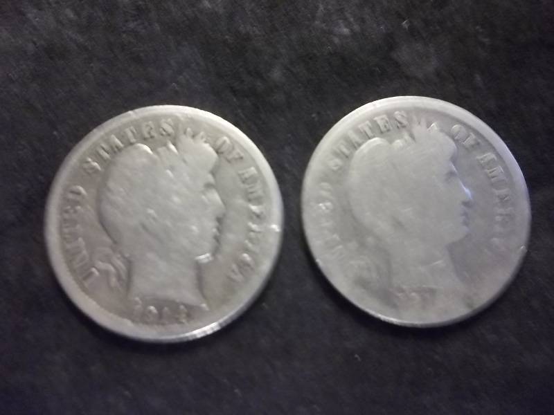 1911, 1912 D Barber Dimes