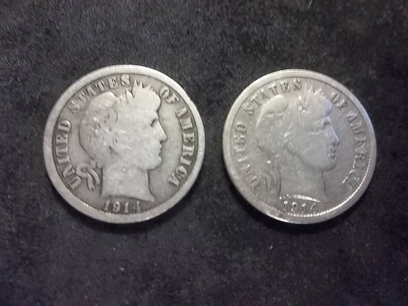 1914, 1914 S Barber Dimes