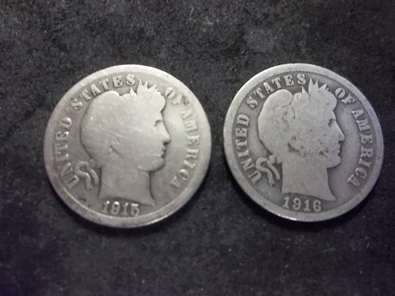 1915, 1916 Barber Dimes