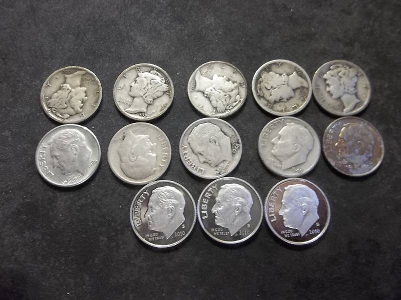 Lot Of 5 Mercury, 5 Roosevelt, & 3-2010 S Roosevelt Proofs