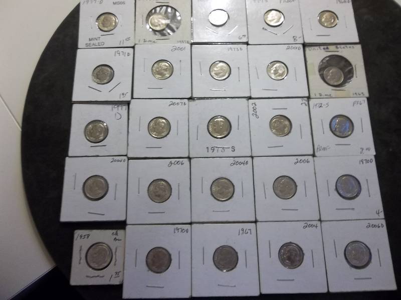 Lot Of Newer Roosevelt Dimes 1968-2007 Proofs & Uncs. (25 Total)