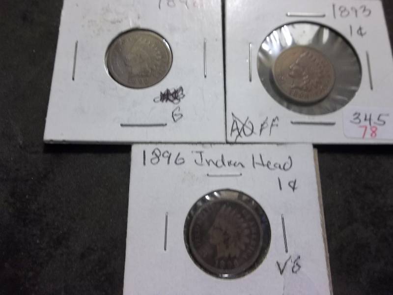 1892, 1893, 1896 Indian Head Cents