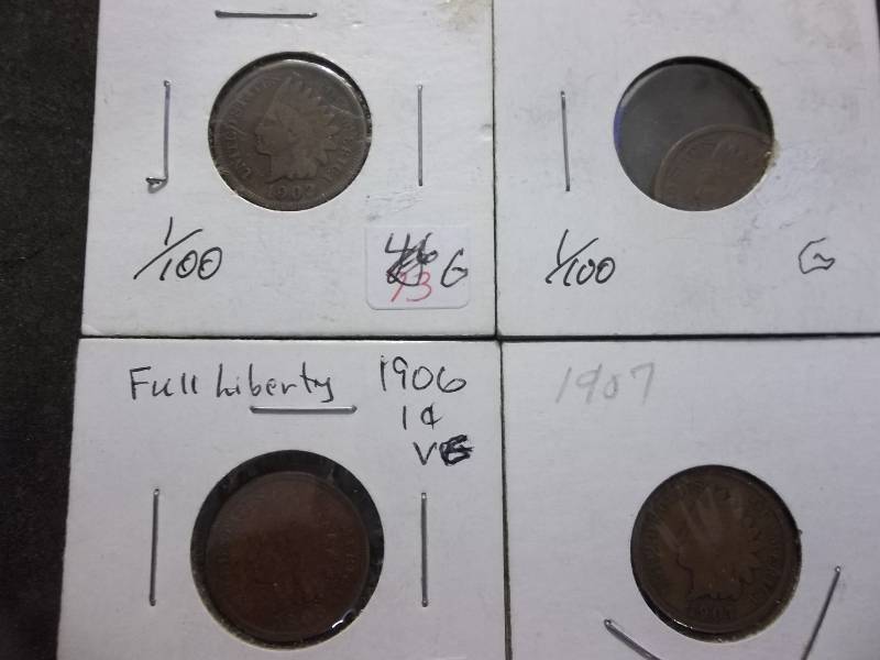 1902, 1905, 1906, 1907 Indian Head Cents