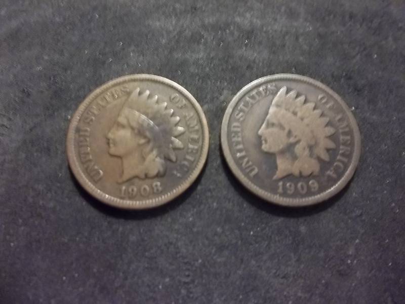 1908, 1909 Indian Head Cents