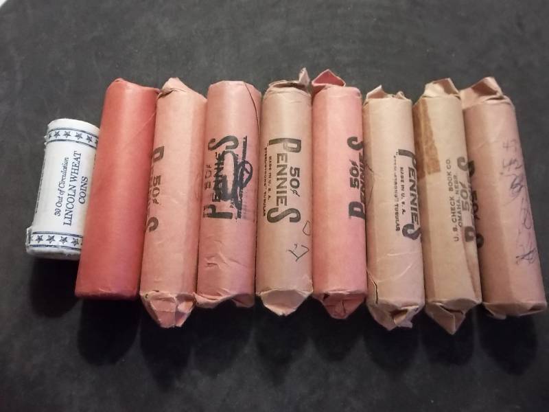 8 Full Rolls Of Wheat Pennies, 1 Roll Of 30 Wheats