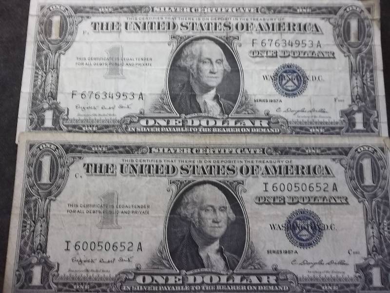 2-US One Dollar Silver Certificates Series 1957 A