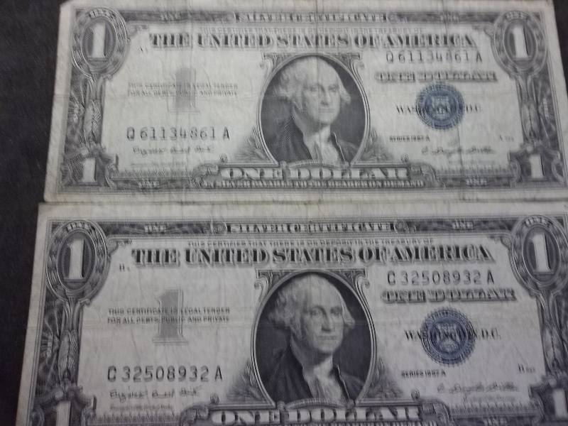 2-US One Dollar Silver Certificates Series 1957 A