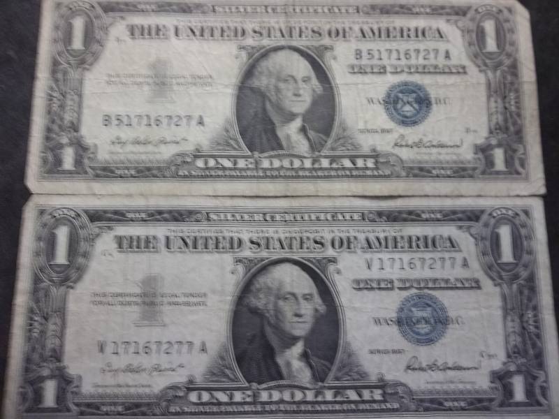 2-US One Dollar Silver Certificates Series 1957