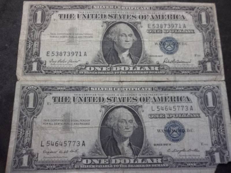 2-US One Dollar Silver Certificates Series 1957