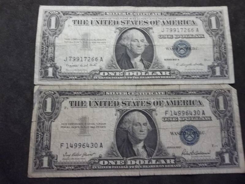 2-US One Dollar Silver Certificates Series 1957 A
