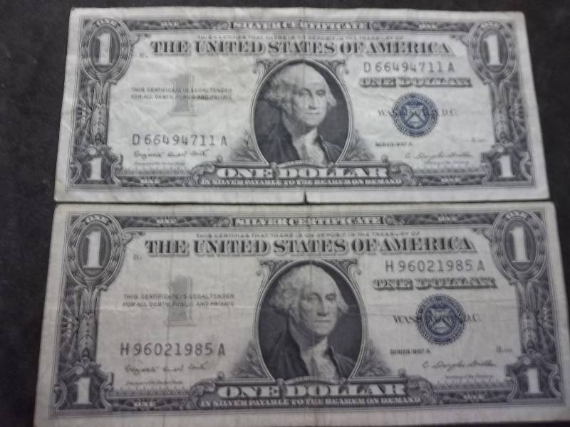 2-US One Dollar Silver Certificates Series 1957 A