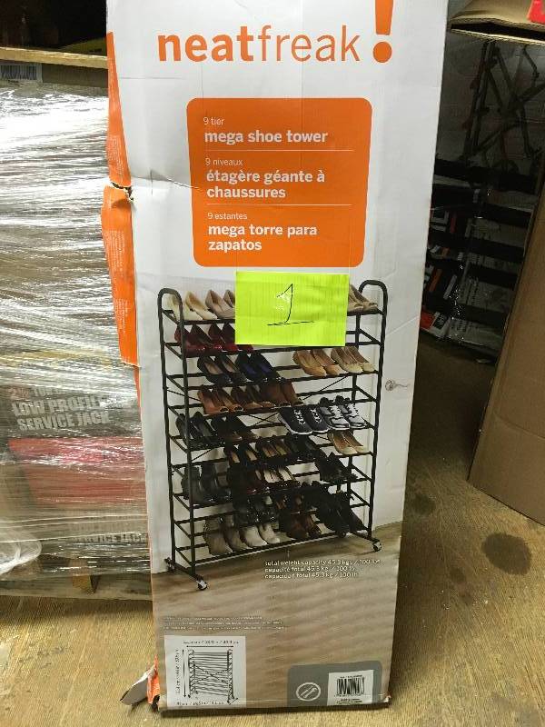 lot 1 image: Neatfreak 9 Tier Mega Shoe Tower Rack Storage Shelf Shelves - Holds 54 Pairs. Open Box