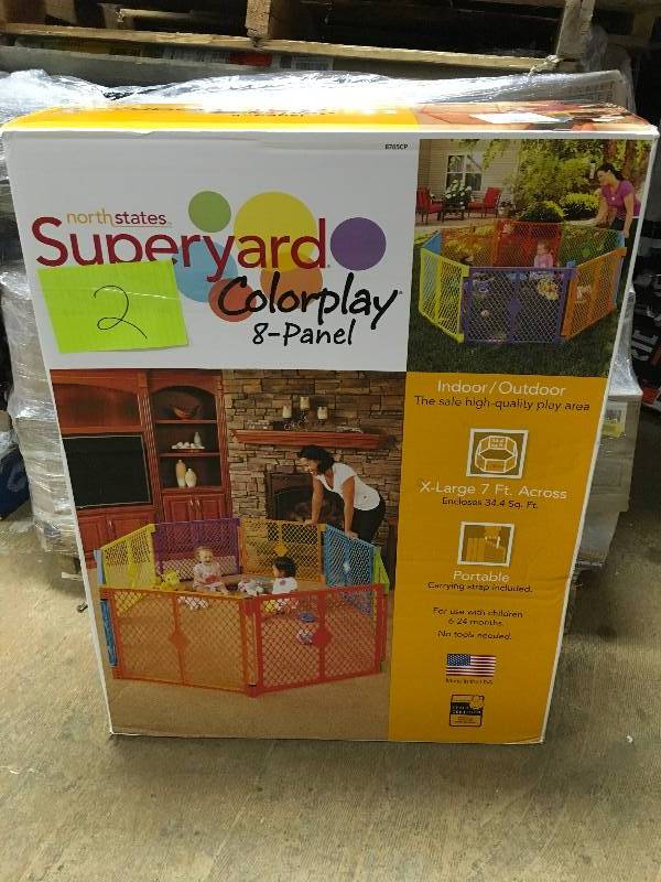 lot 2 image: North States Superyard COLORPLAY 8 Panel Playard Outdoor. Open Box