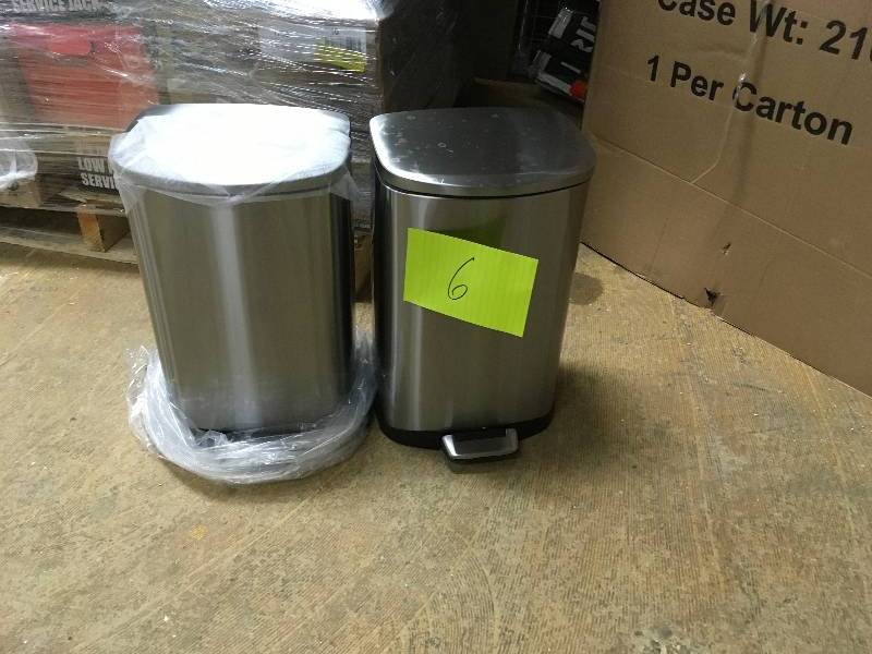 lot 6 image: Senible Eco Living Stainless Steel 121-3.1 Gallon Trash Can 2 Pack. Open Box