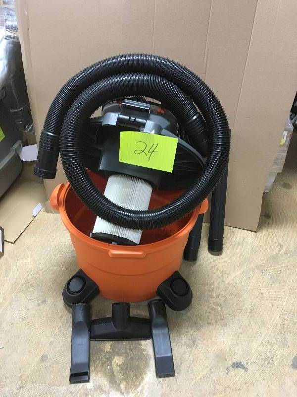 lot 24 image: Ridgid WD1280 12 Gallon 5 HP High-Performance WetDry Vacuum Detachble Blower. Open Box