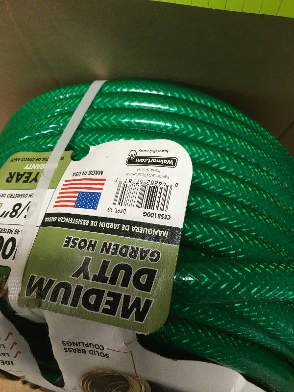 lot 33 image: Flexon 100 Medium-Duty Garden Hose, Green. Open Box