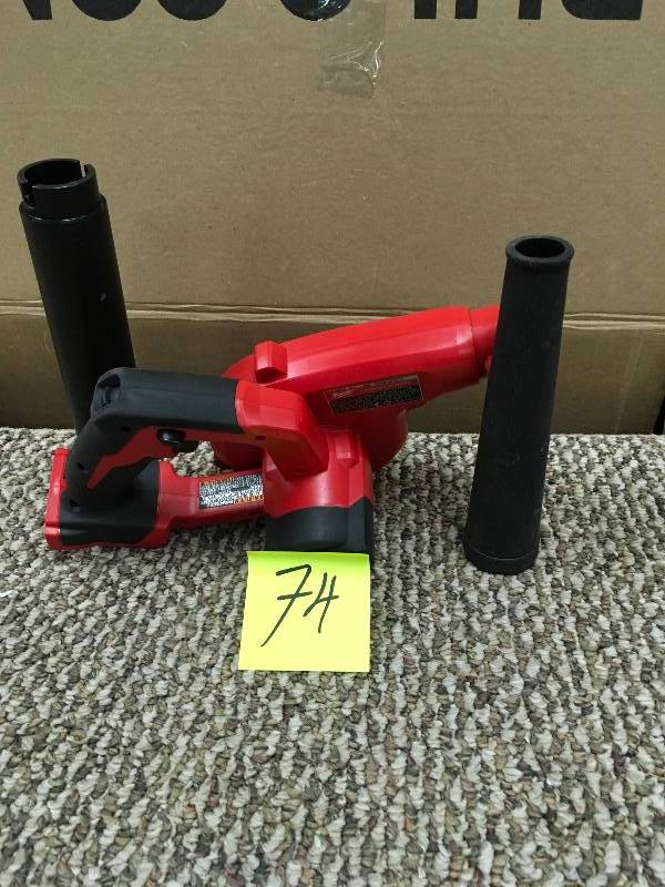lot 74 image: Milwaukee Cordless Blower Compact 3spd 18 Volt 100cfm Per ea - Open Box