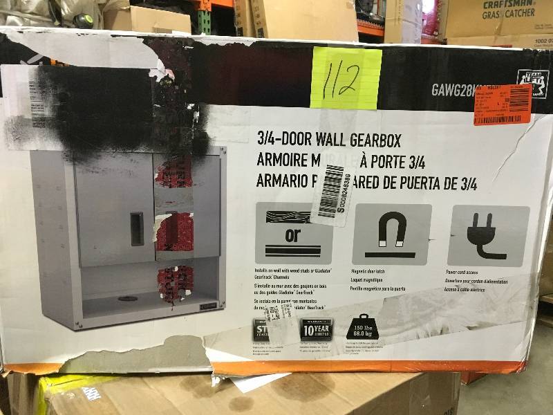 lot 112 image: Gladiator 34 Wall GearBox 28 H x 28 W x 12 D Storage Cabinet - Open Box