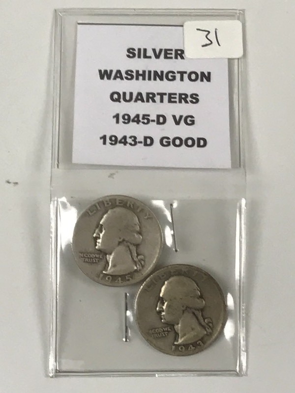 (2) Silver Washington Quarters 194...