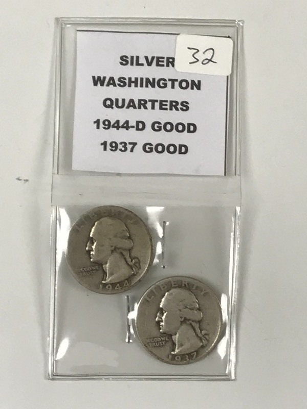 (2) Silver Washington Quarters 194...
