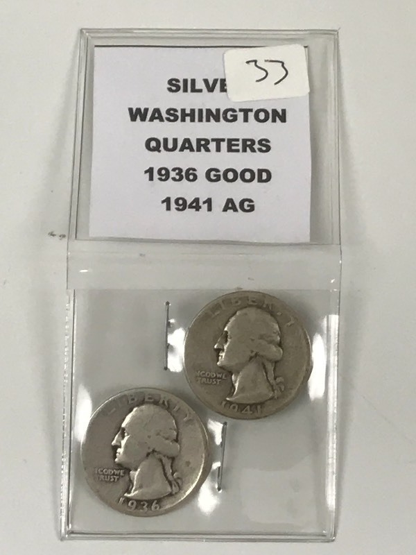 (2) Washington Silver Quarters 193...