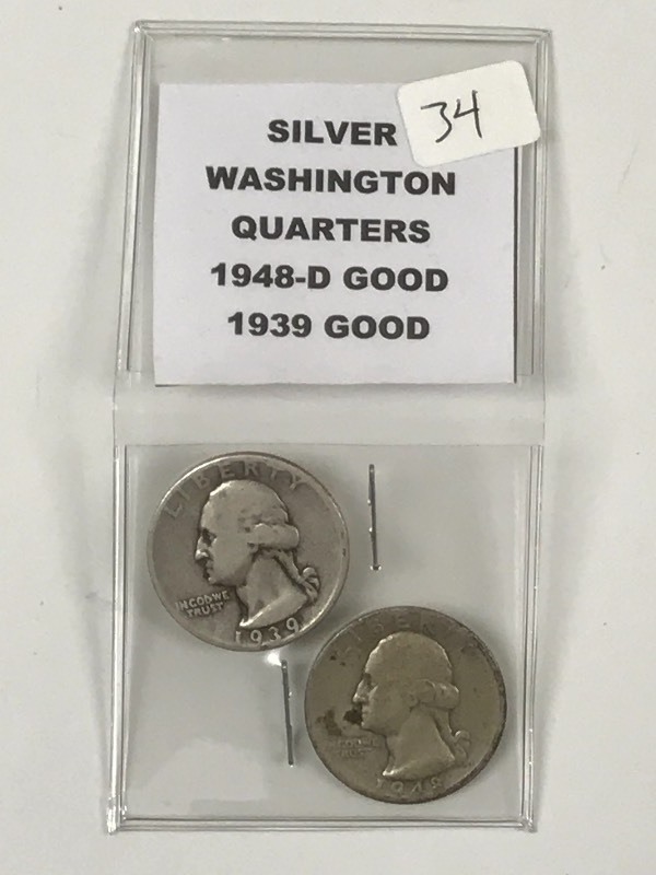(2) Washington Silver Quarters 194...