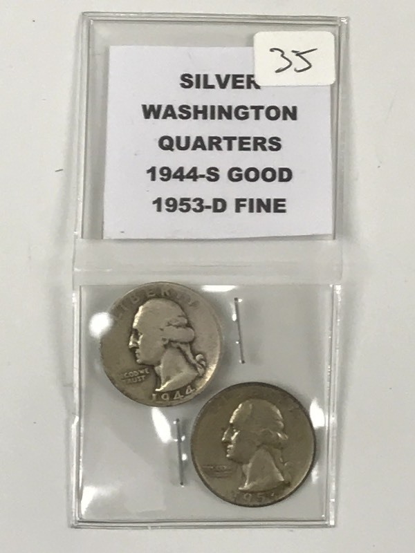 (2) Washington Silver Quarters 194...
