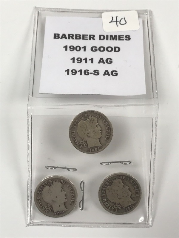 (3) Barber Dimes 1901  1911  191...