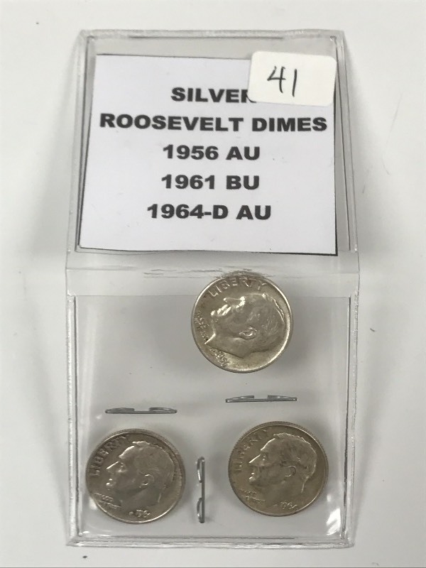 (3) Roosevelt Silver Dimes 1956  ...