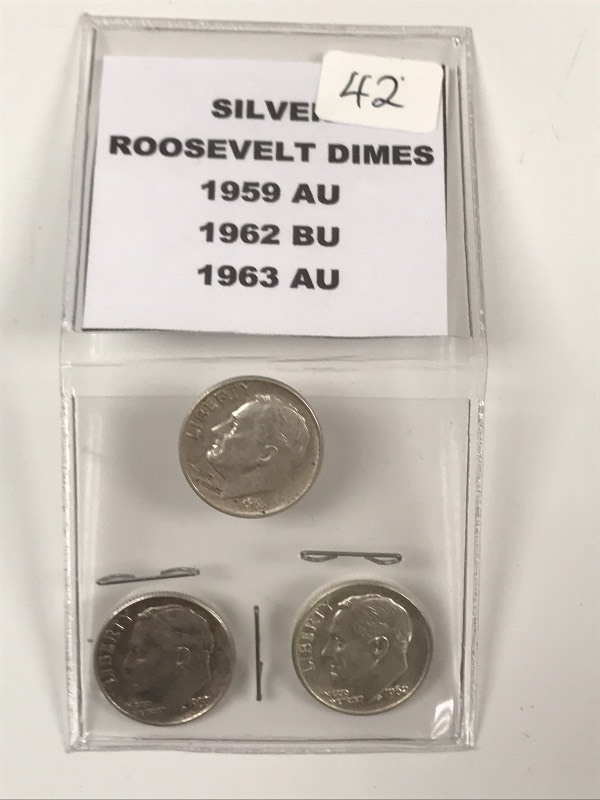 (3) Roosevelt Silver Dimes 1959  ...