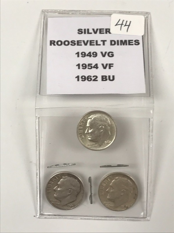(3) Roosevelt Silver Dimes 1949  ...