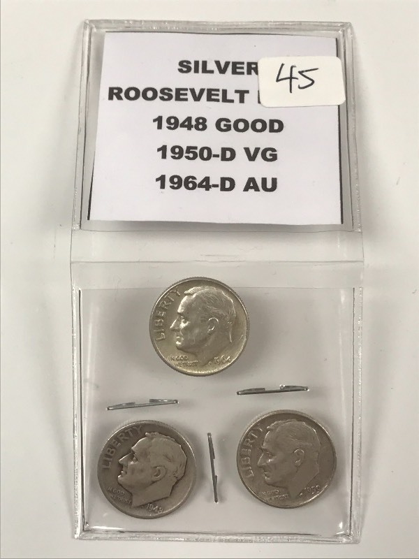 (3) Roosevelt Silver Dimes 1948  ...