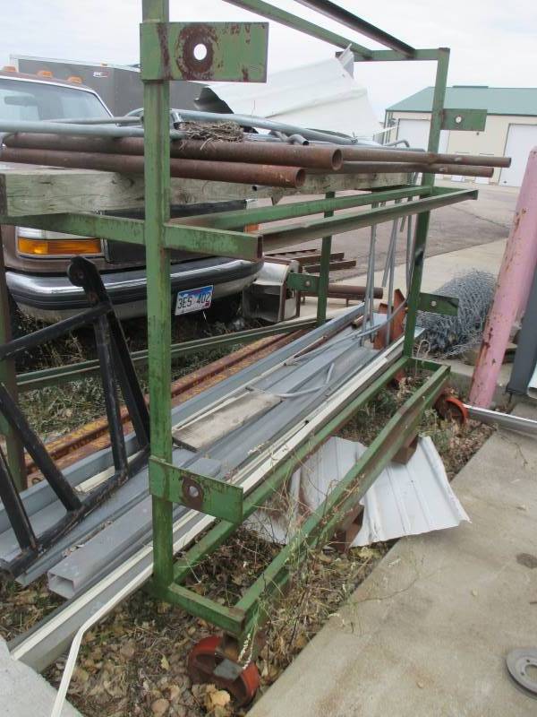 lot 54 image: Steel Rack on Wheels wContents